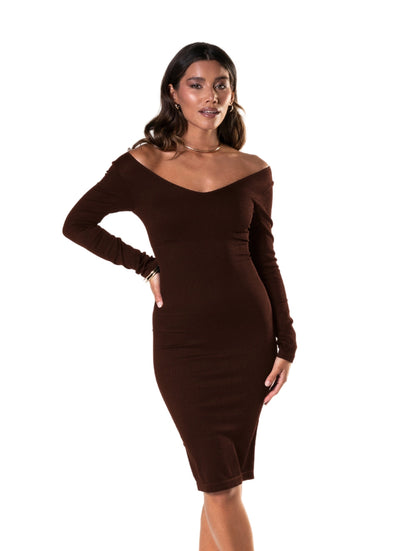 V-Neck Long Sleeve Dress