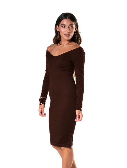 V-Neck Long Sleeve Dress